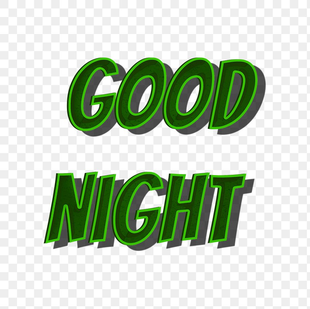 Good night message png retro font