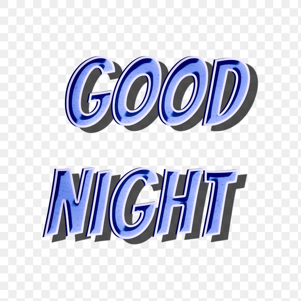 Good night png retro lettering