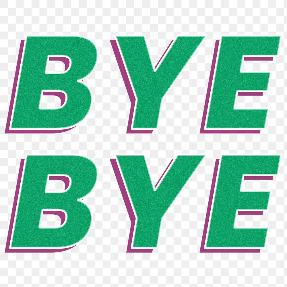 Word bye bye png retro lettering shadow typography