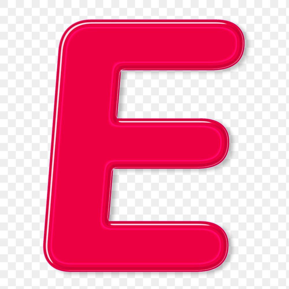 Jelly letter E glossy png typography