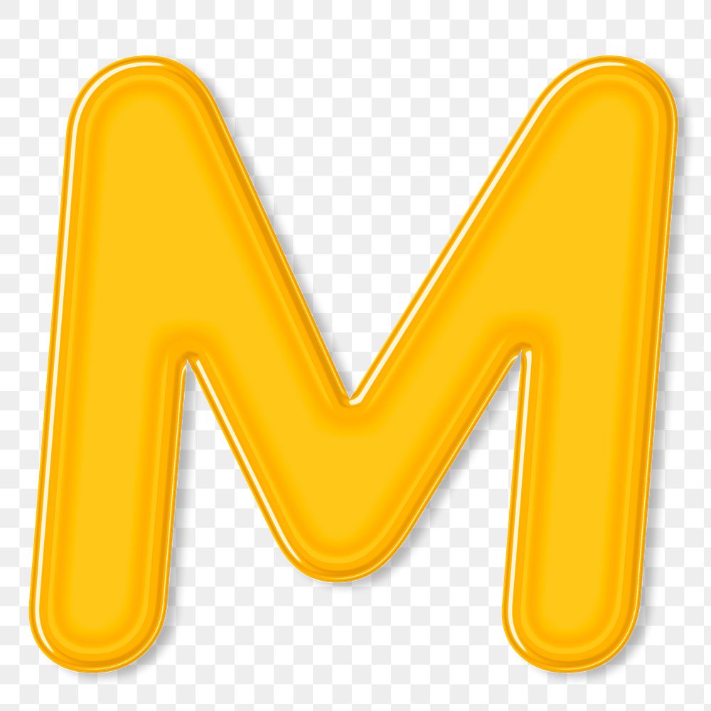 Bold jelly candy png embossed letter M typography