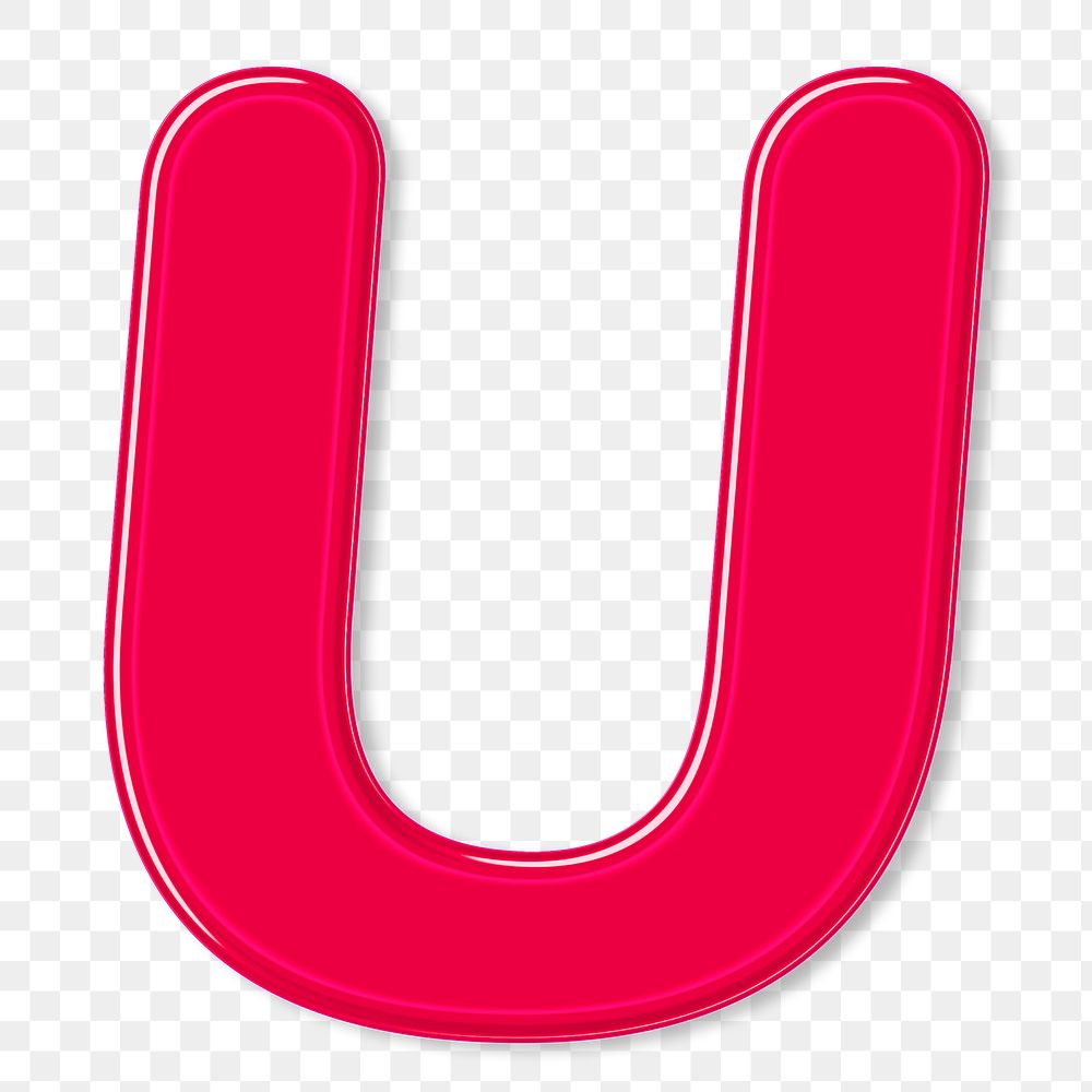 Png jelly glossy bold letter U typography