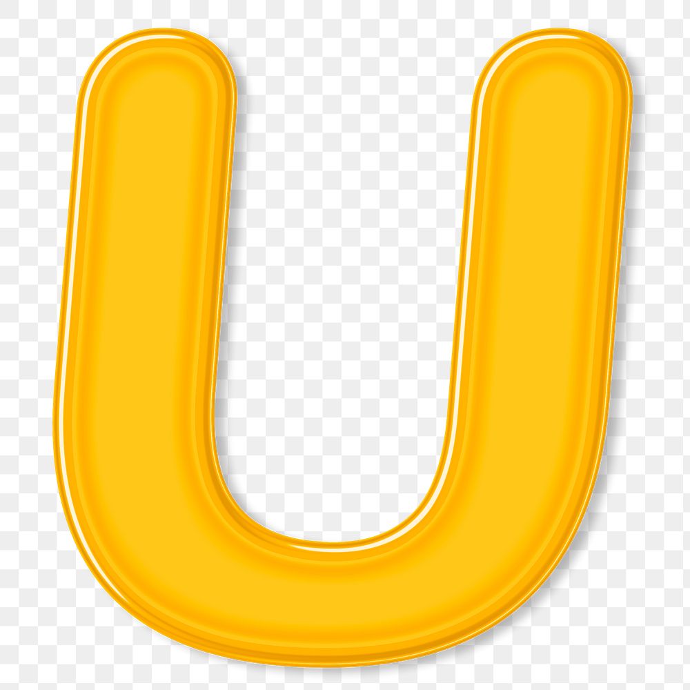 Png jelly glossy bold letter U typography