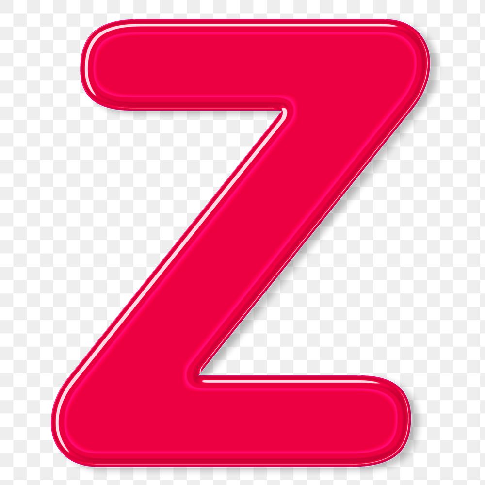 Png jelly glossy bold letter Z typography