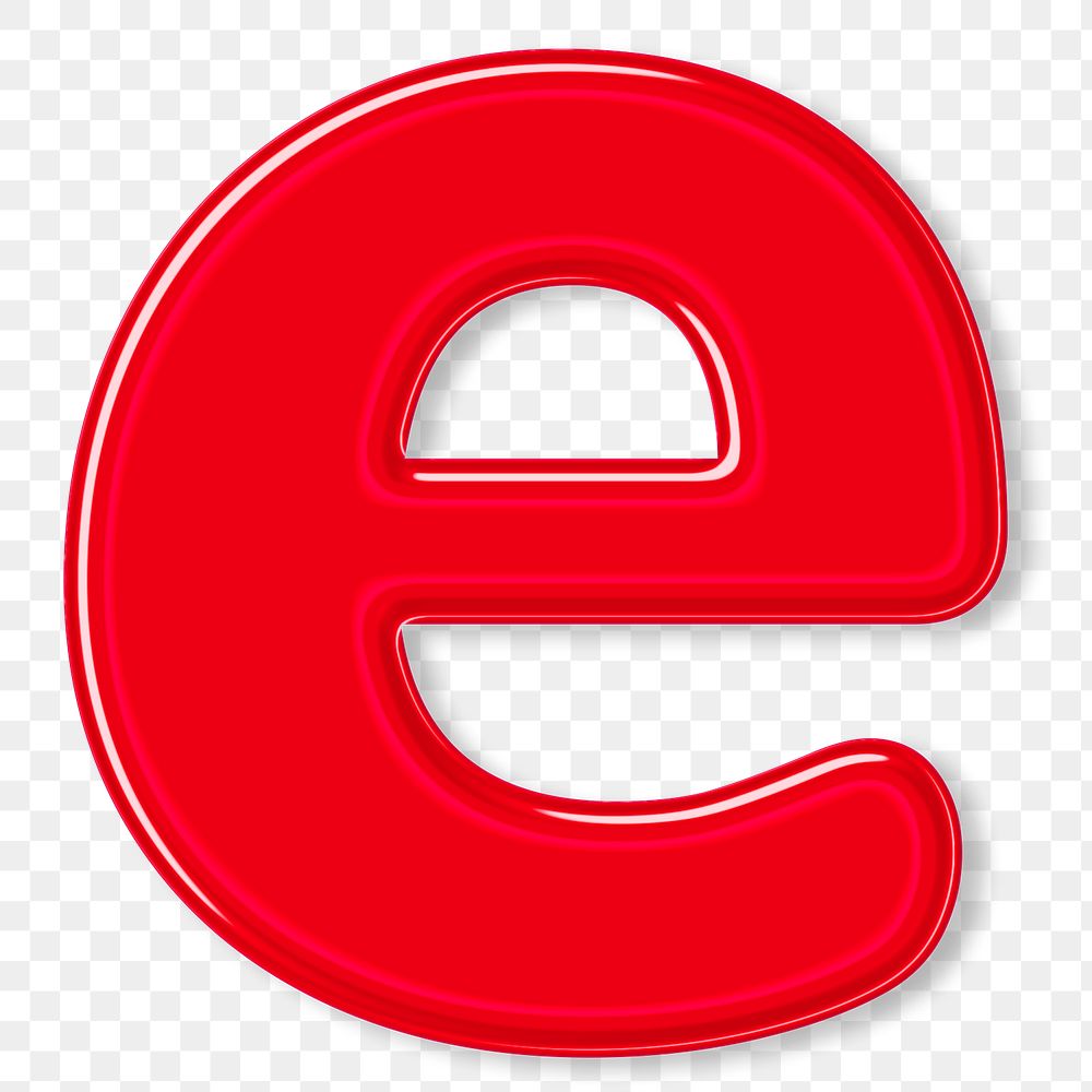 Jelly letter e glossy png typography