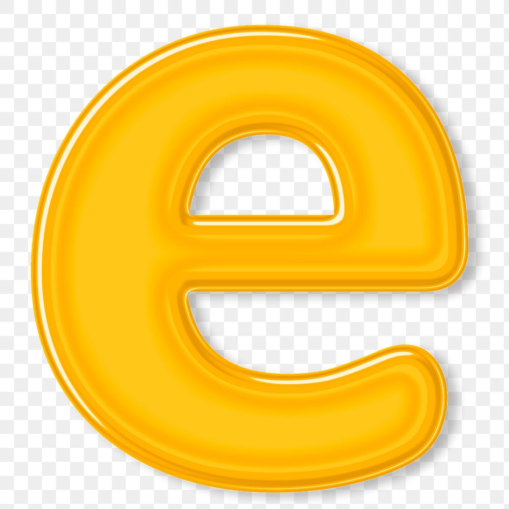 Jelly letter e glossy png typography