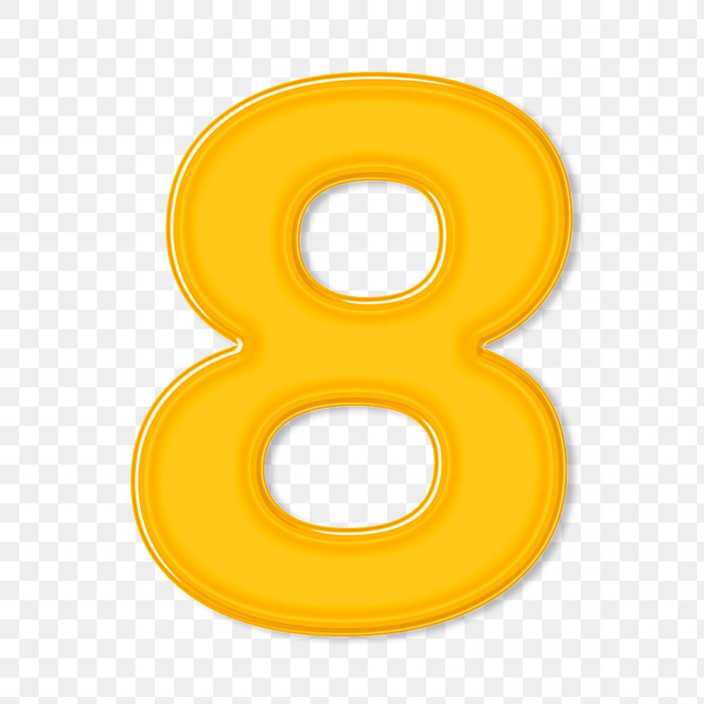 Bold jelly embossed number 8 png typography