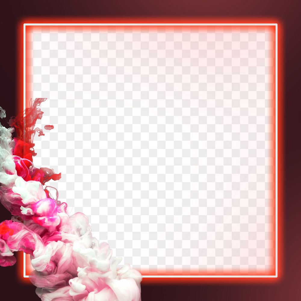 Smoke effect neon frame png gradient red