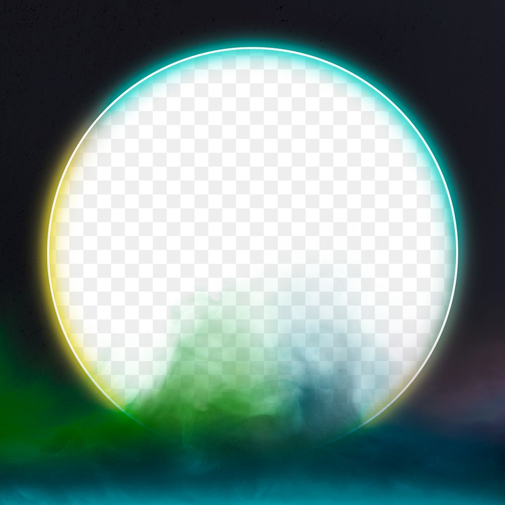 Round neon frame png gradient color smoke misty