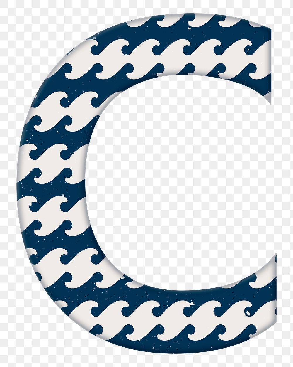 Letter c Japanese wave png pattern typography