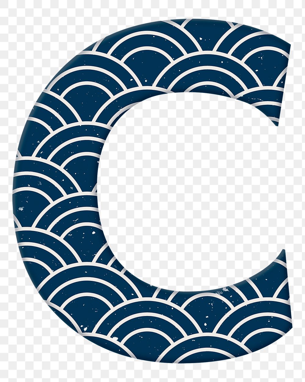 Letter c Seigaiha Japanese png pattern typography