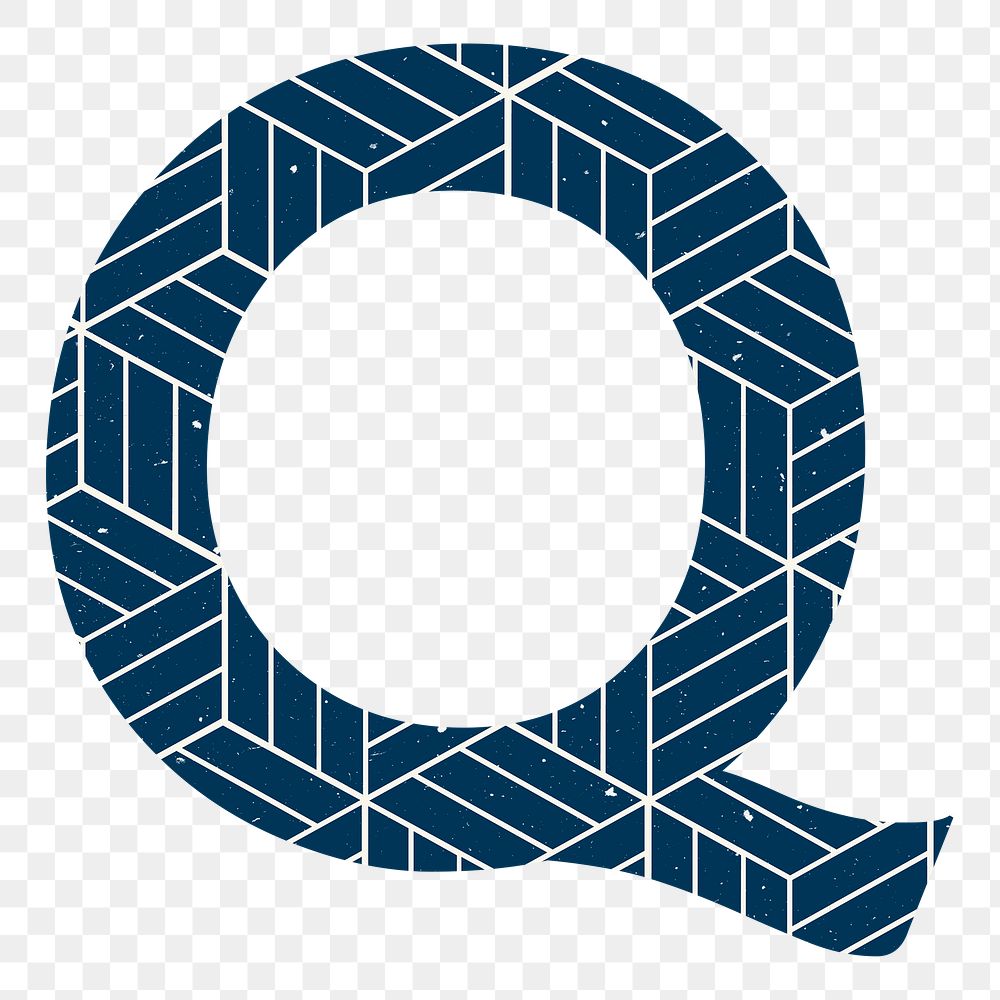 Letter q Japanese geometric png blue pattern typography