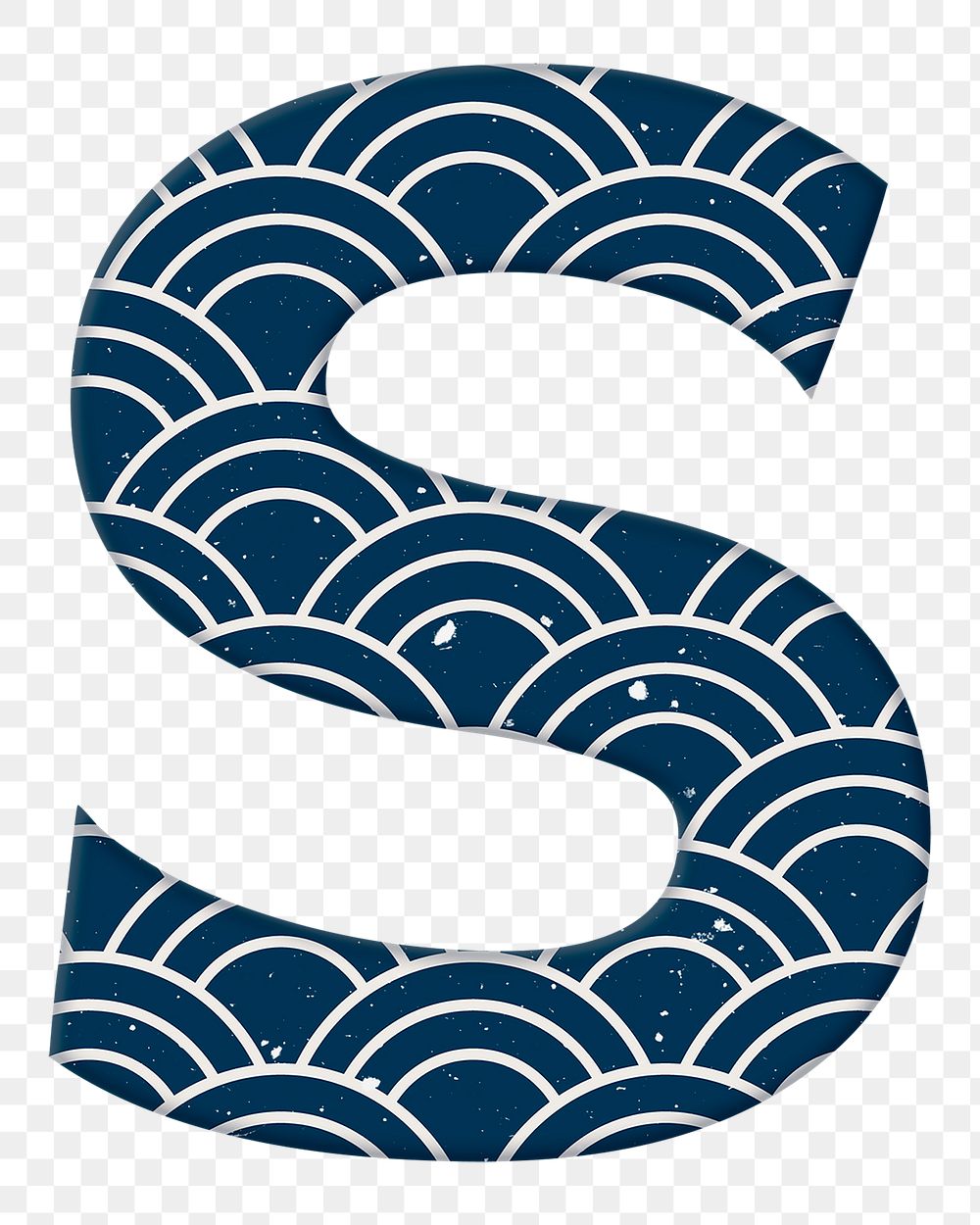 Seigaiha letter s Japanese png blue pattern typography