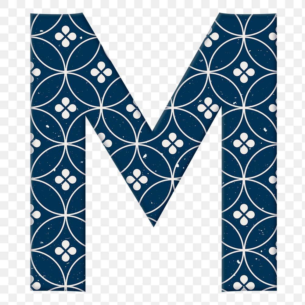 Shippo capital m Japanese png blue pattern typography