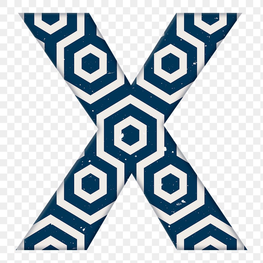 Kikko letter x Japanese png blue pattern typography