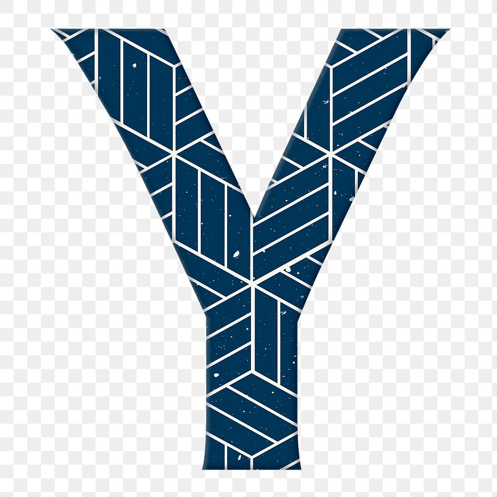 Letter y Japanese geometric png blue pattern typography
