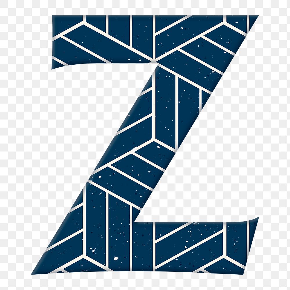 Letter z Japanese geometric png blue pattern typography