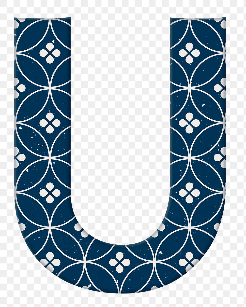 Shippo letter u Japanese png blue pattern typography