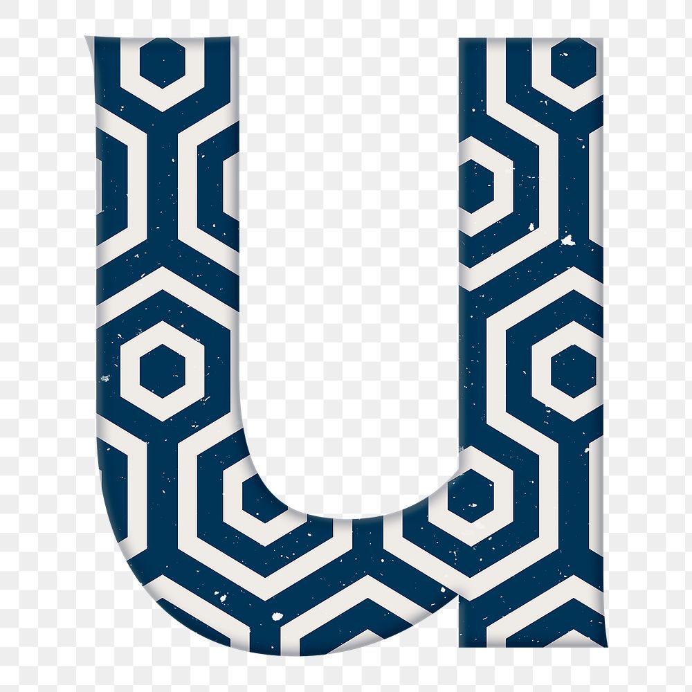 Kikko letter u Japanese p blue pattern typography