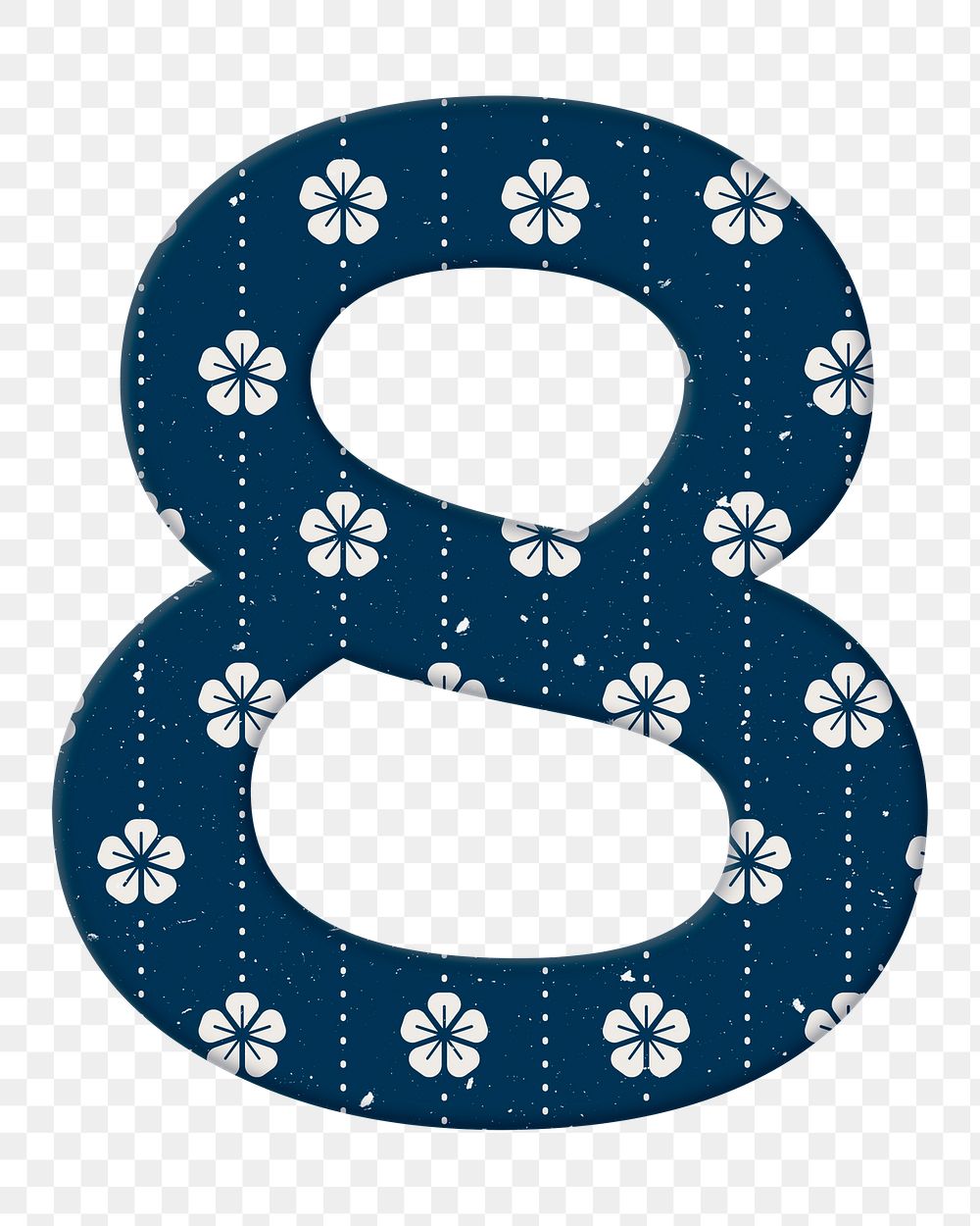 Blossom pattern eight png Japanese inspired number typography