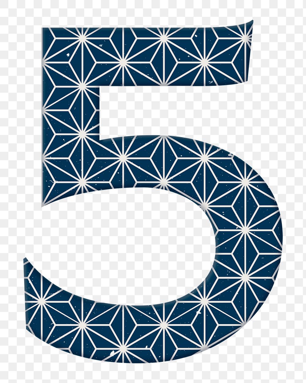 Geometric pattern five png Japanese inspired number typography