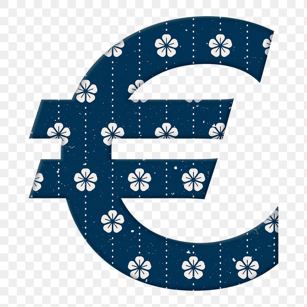 Png euro symbol floral japanese inspired pattern typography
