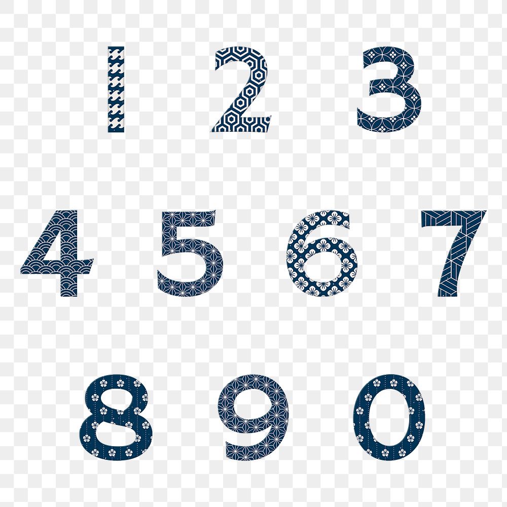 Japanese pattern number png set