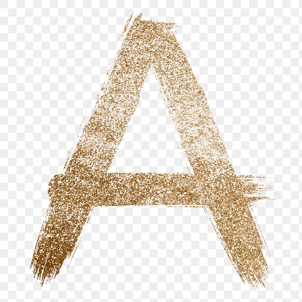 Gold a letter brushed glitter typography