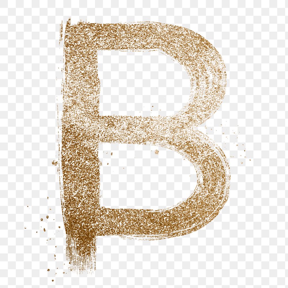 Transparent gold glitter b letter brushed typography