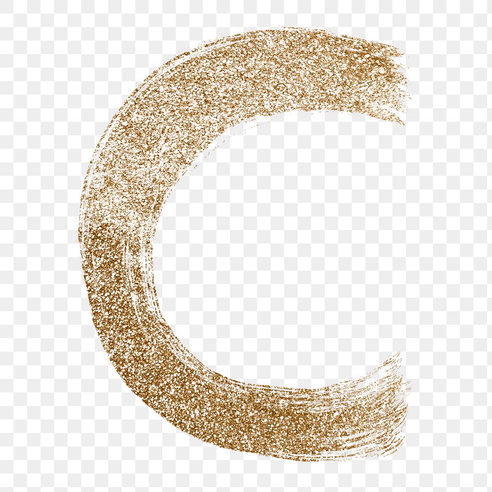 Gold c letter png brushed typography