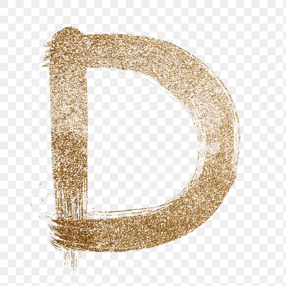 Gold d letter brushed typography