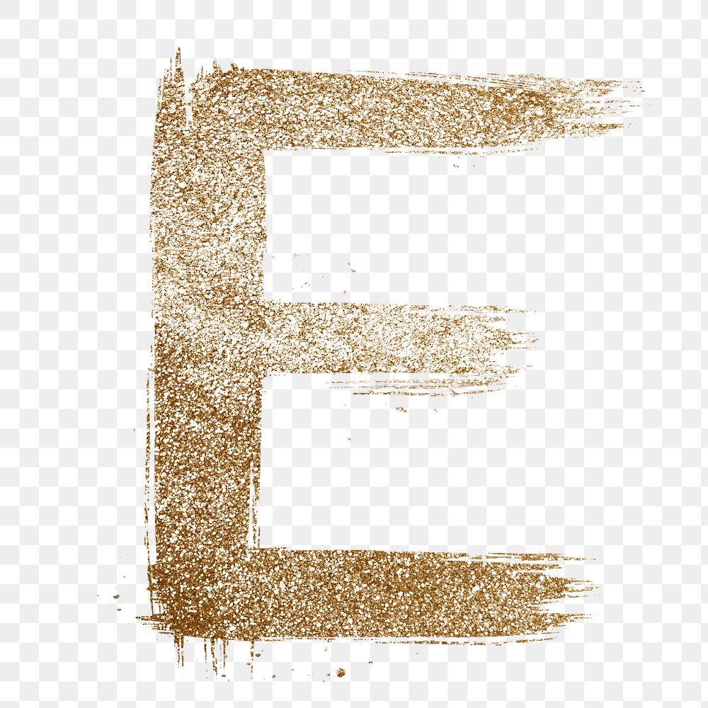 Gold transparent e letter brushed typography
