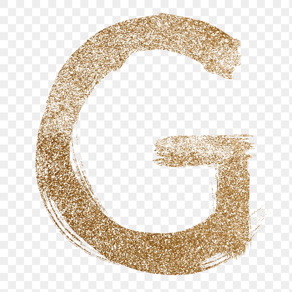 Gold transparent g letter brushed typography