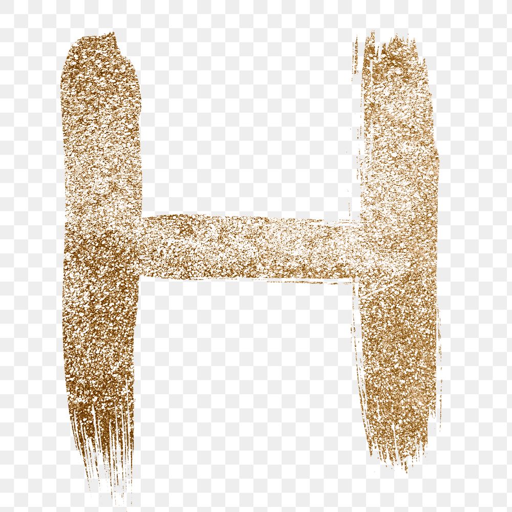 Gold transparent h letter brushed typography