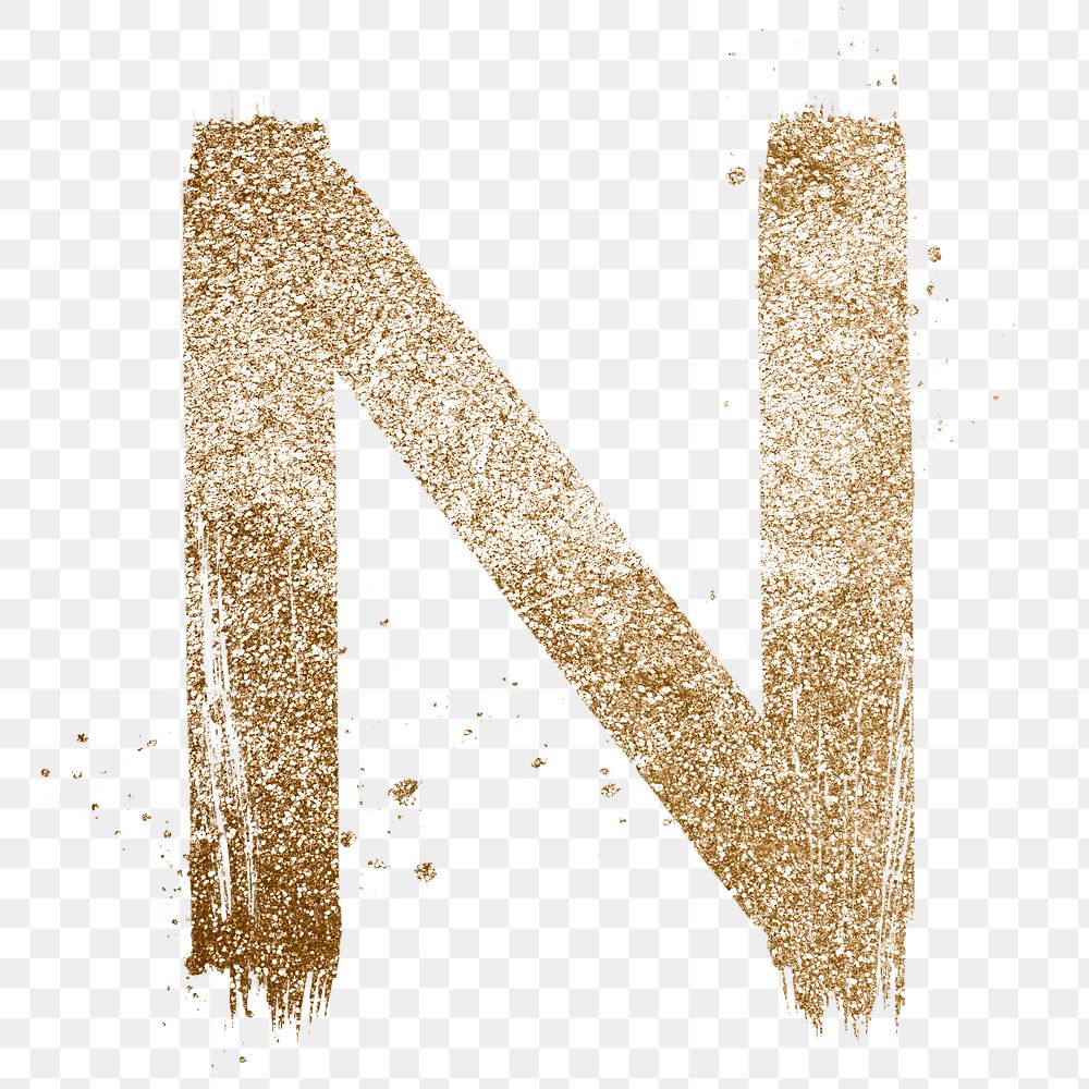 Gold n letter png brushed typography