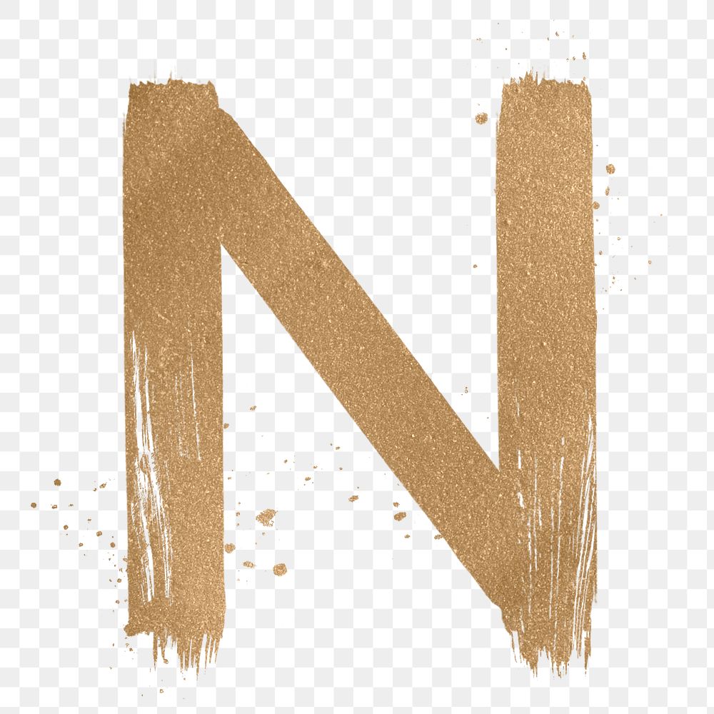 Painted gold letter n png