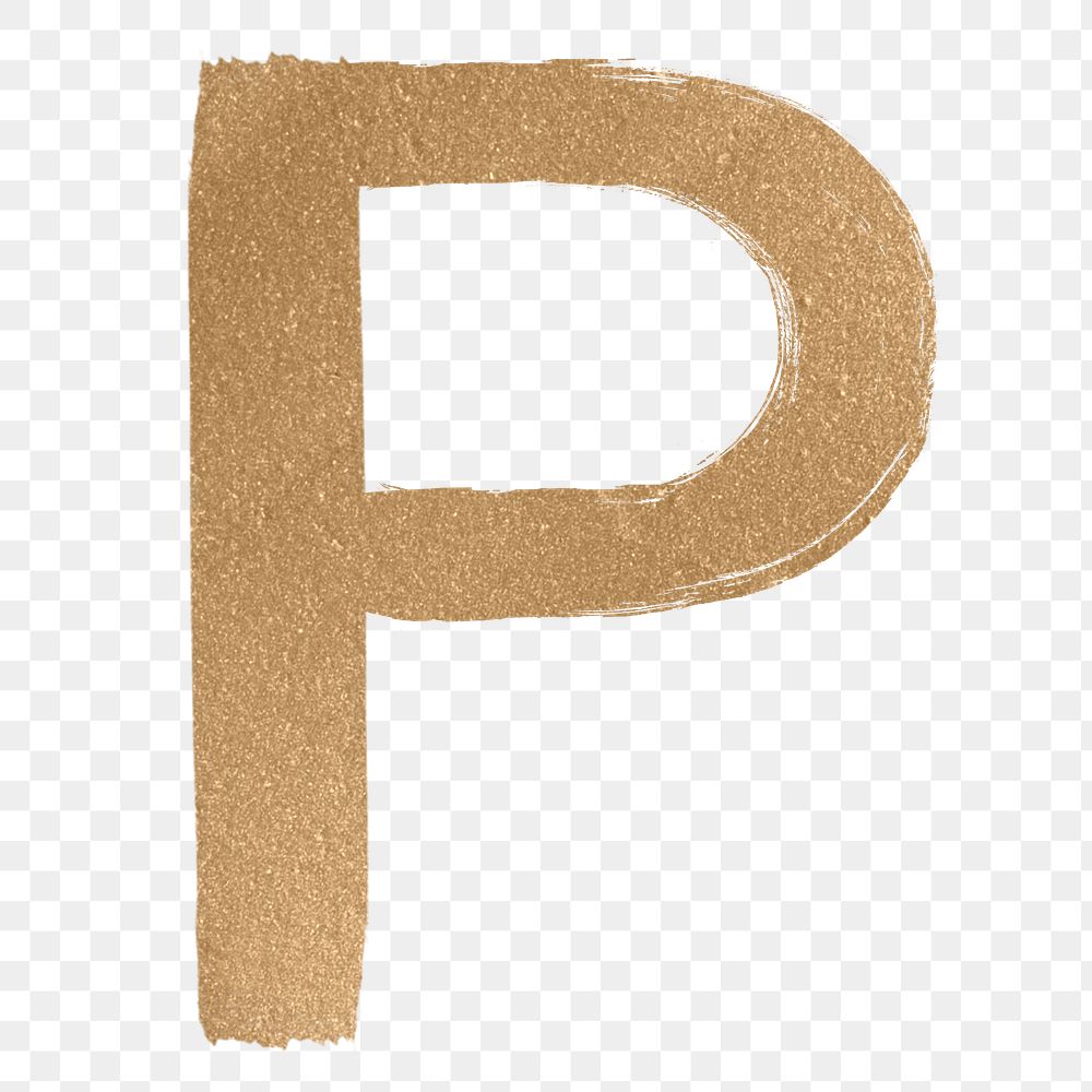 Painted gold p letter png | Premium PNG Sticker - rawpixel