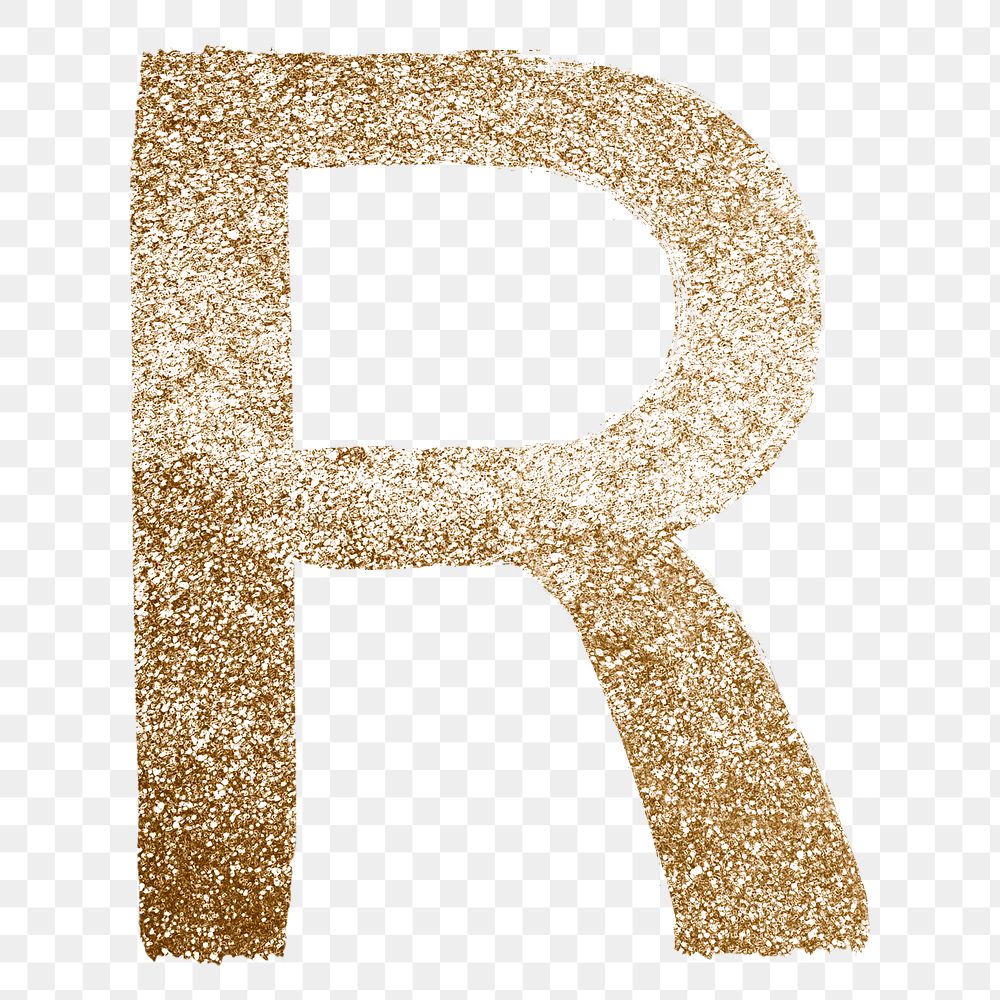 Gold glitter r letter png brushed typography