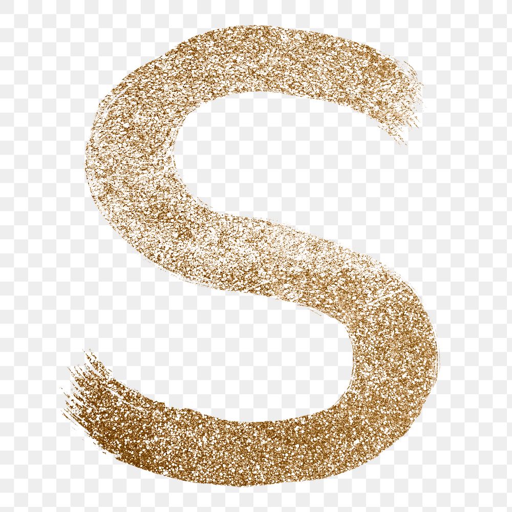 Gold glitter s letter png brushed typography