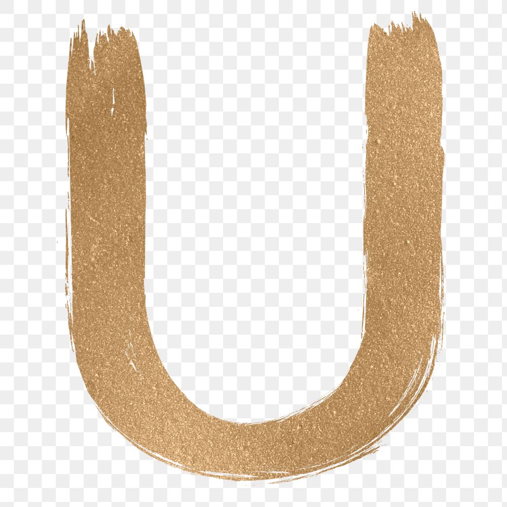 Painted gold u letter png