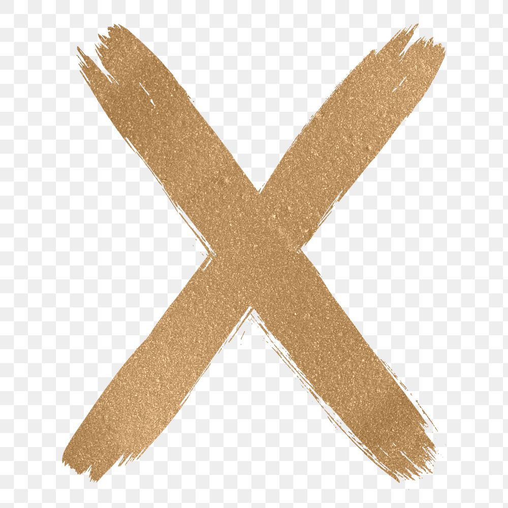 Painted gold x letter png