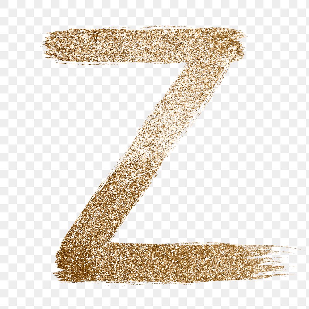 Gold z letter glitter png brushed typography