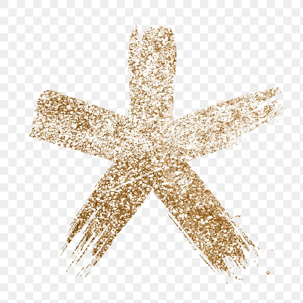 Transparent glitter star symbol gold brushed typography