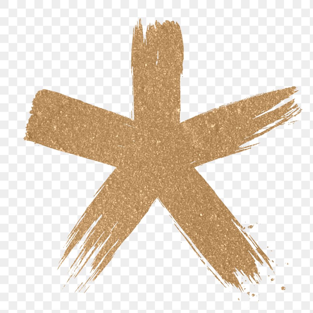 Gold star symbol png brush stroke font