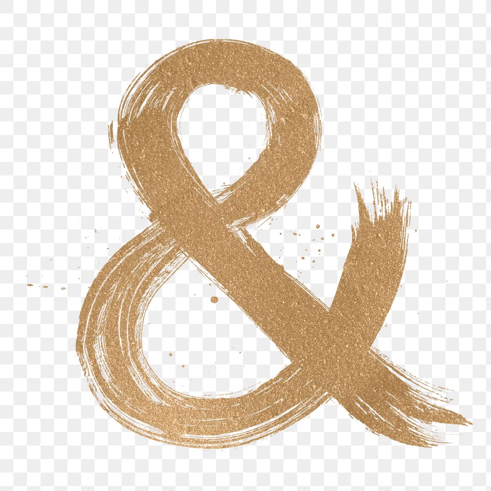 Gold and symbol png brush stroke font