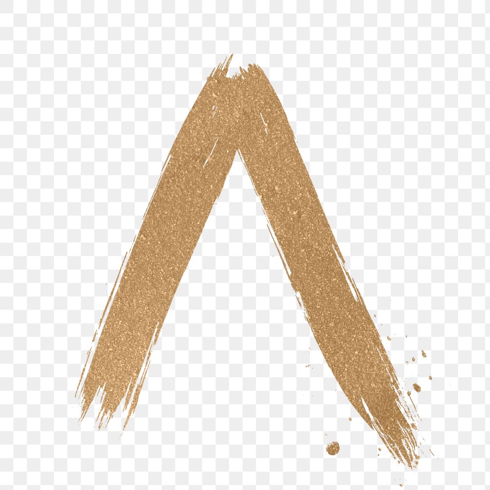 Gold caret symbol png brush stroke font