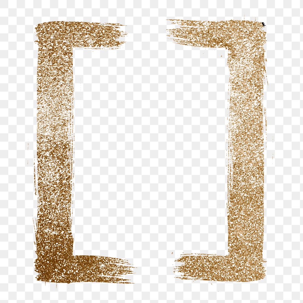 Transparent glitter square bracket symbol gold brushed typography