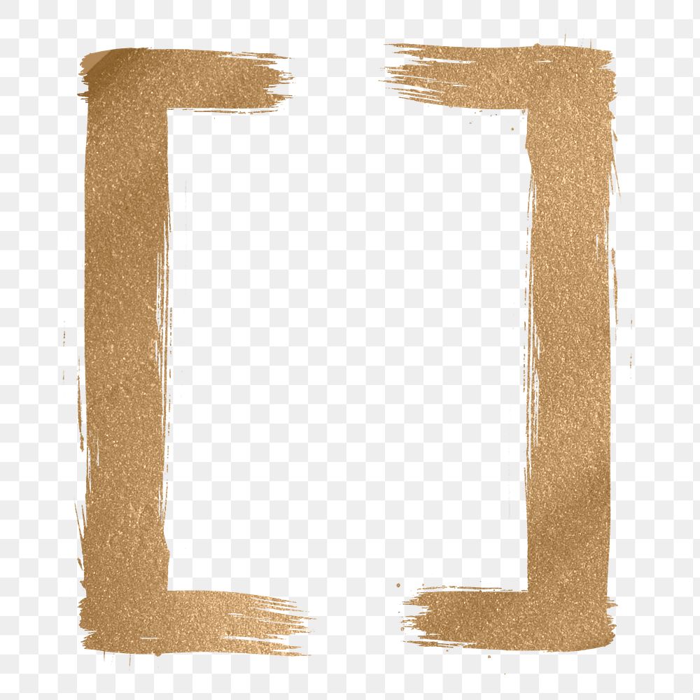 Gold square bracket symbol png brush stroke font