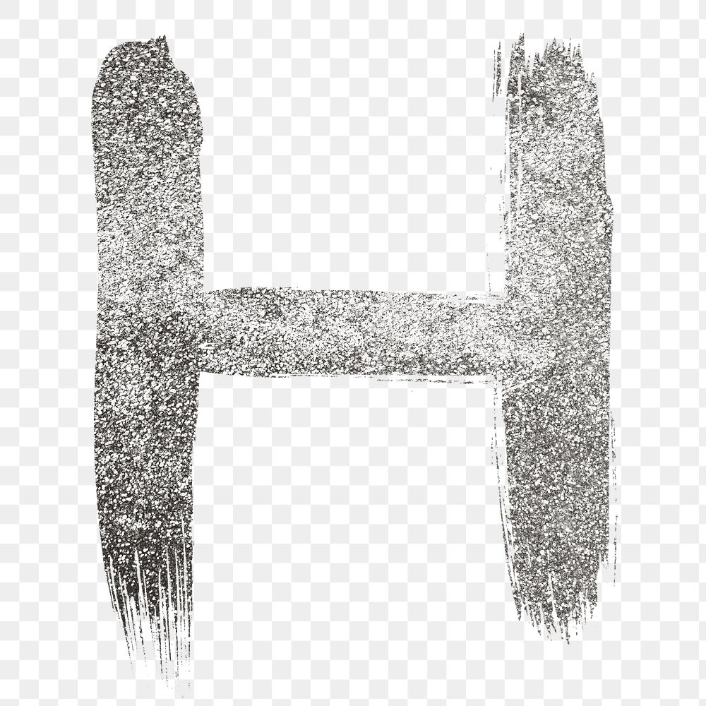 Letter h png silver glitter brushed typography