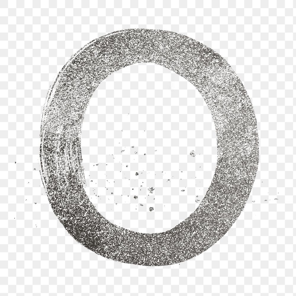 Letter o png silver glitter brushed typography